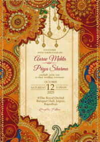 Indian wedding invitation A4 template