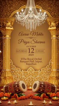 Indian wedding invitation Tampilan Digital (9:16) template