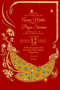 Indian wedding invitation Poster template