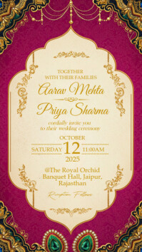 Indian wedding invitation Digital Display (9:16) template