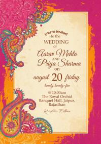 Indian wedding invitation A4 template