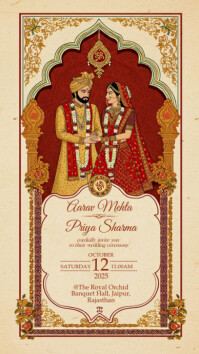 Indian wedding invitation Digital Display (9:16) template