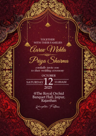 Indian wedding invitation A4 template