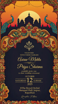 Black Wedding Invitation Digitalt display Template