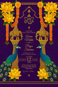 Indian wedding invitation Poster template