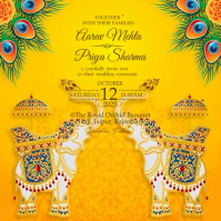 Indian wedding invitation โพสต์บน Instagram template