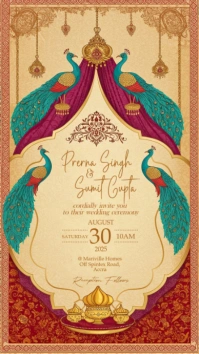 Indian wedding invitation template Digital Display (9:16)