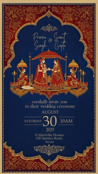 Indian wedding invitation template Digital Display (9:16)
