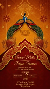 Indian wedding invitation template Digital Display (9:16)