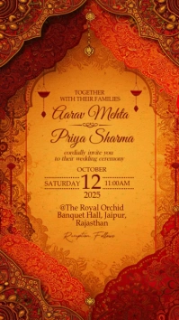 Indian wedding invitation template Pantalla Digital (9:16)