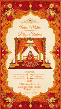 Indian wedding invitation template Digital Display (9:16)