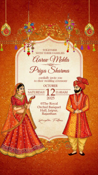 Indian wedding invitation template Pantalla Digital (9:16)