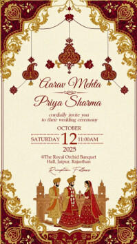 Indian wedding invitation template Digital Display (9:16)