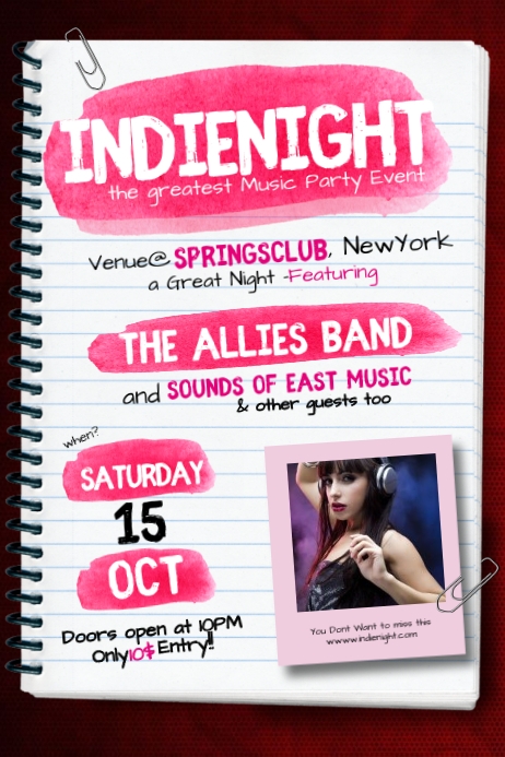 Indie night Plakat template