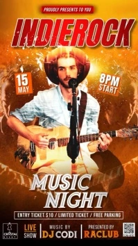 Indie Night Music Night Digital na Display (9:16) template