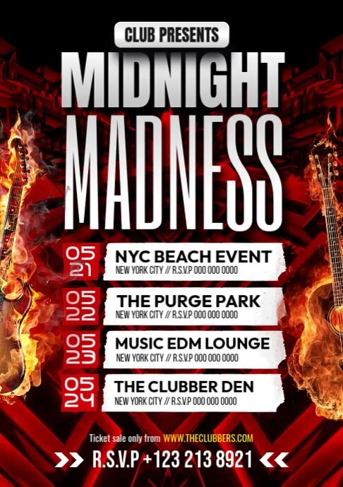 Indie Rock Band Schedule A4 template