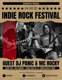 INDIE ROCK FESTIVAL FLYER -block Pamflet (Letter AS) template