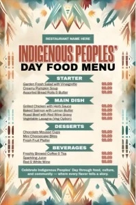 Indigenous People Day Menu Ads Póster template
