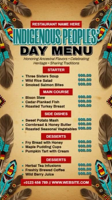 Indigenous People Day Menu Template | PosterMyWall