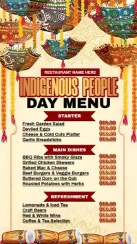 Food Menu For Indigenous People's Day Template | PosterMyWall