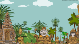 Indonesian Java Hinduism Temple Background Præsentation (16:9) template