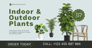 Indoor And Outdoor Plants Poster Template – Modern Greenery And Home Decor Design Facebook Shared Im