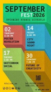 Industrial Vintage September 2025 Upcoming Events Schedule Calendar Instagram Story template
