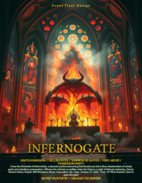 Infernal demonic portal summoning Halloween possession Flyer design template