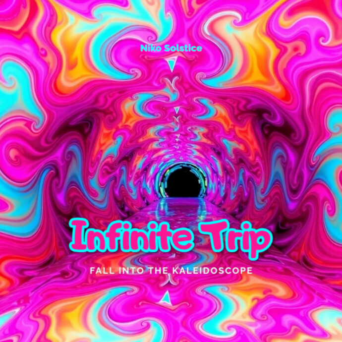 Infinite Trip – Psychedelic Fractal Tunnel Music Album Cover Poster Template