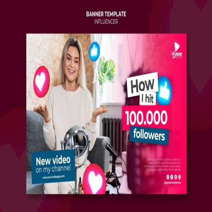 Modèle influencer banner template PosterMyWall