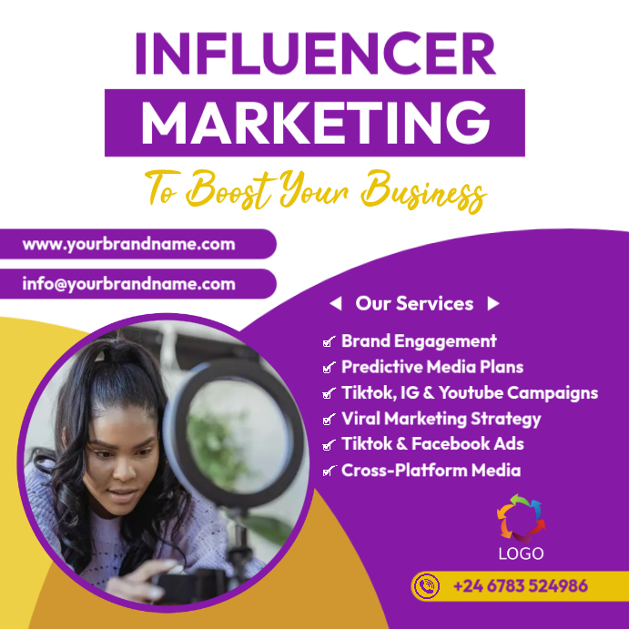 Modèle influencer marketing flyer poster template PosterMyWall