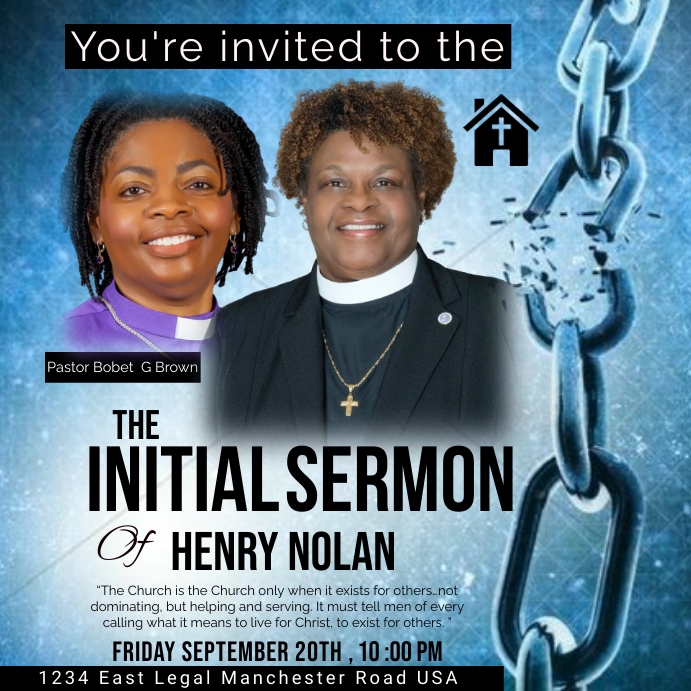 initial church sermon , initial flyer church Instagram Post template