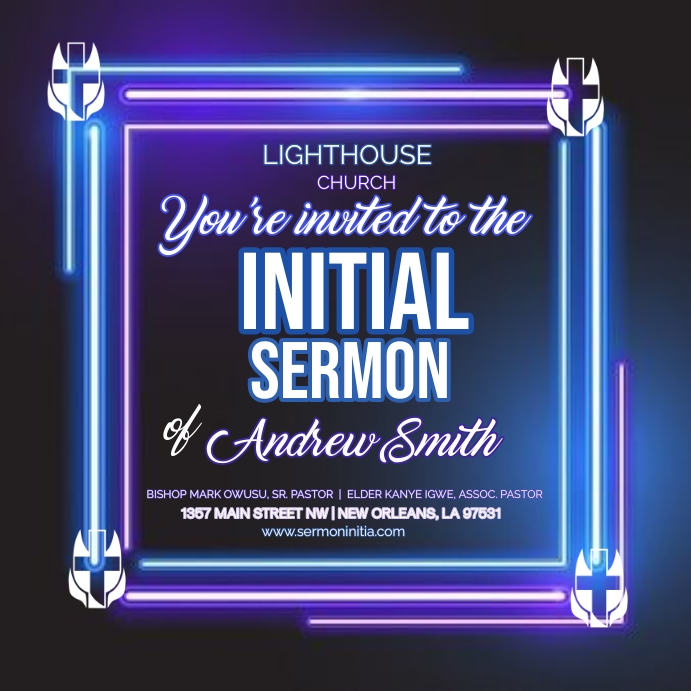 Initial Sermon ,  initial flyer,  initial  ch Publicação no Instagram template