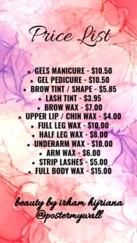 Ink Art Beauty Price List for Instagram Story template