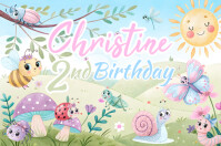 Insect birthday banner template