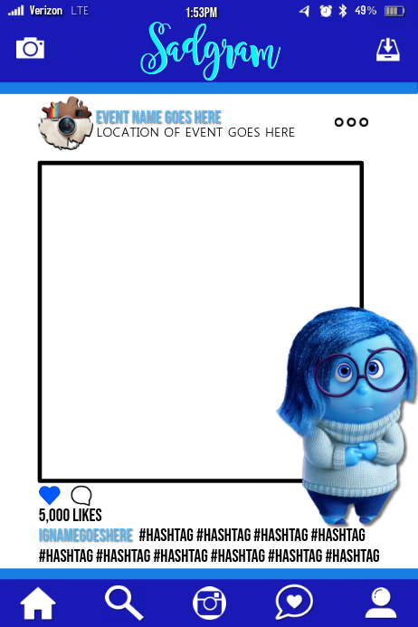 Inside Out Party Prop Frame Poster template