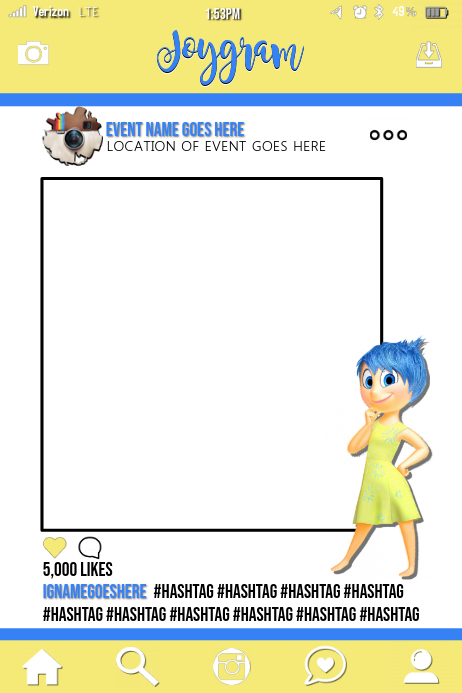 Inside Out Party Prop Frame Poster template
