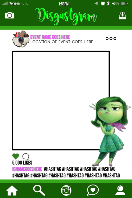 Inside Out Party Prop Frame Poster template