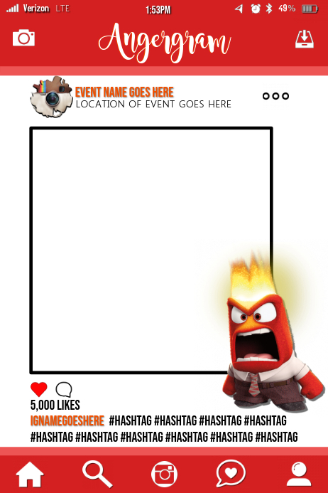 Inside Out Party Prop Frame Poster template