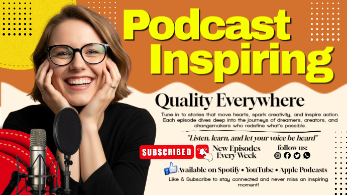 Inspiring Podcast Host Banner Design Template | PosterMyWall