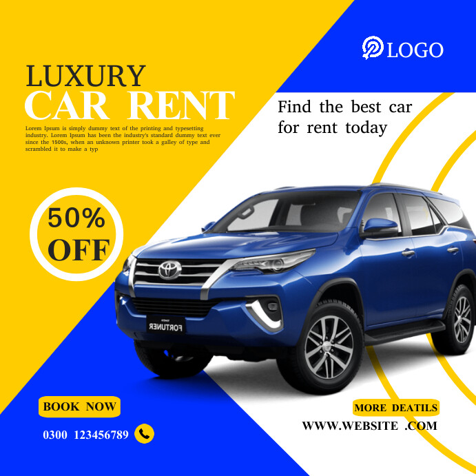 Instagram car rent post Template | PosterMyWall