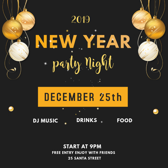 Instagram Post New Year Party Invite Template Postermywall