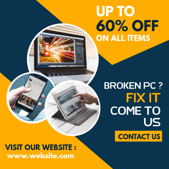 instagram post pc repair advertisement Template | PosterMyWall