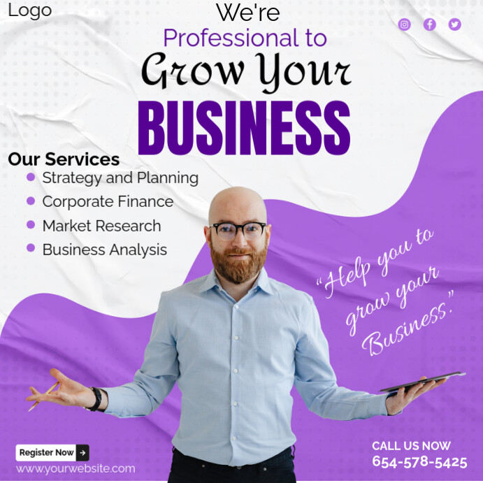 Copy of Design to Grow Your Business on Social Media Instagram Post ...