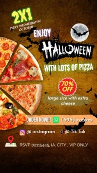 Instagram story for pizzerias in orange and yellow 1920X1080 template