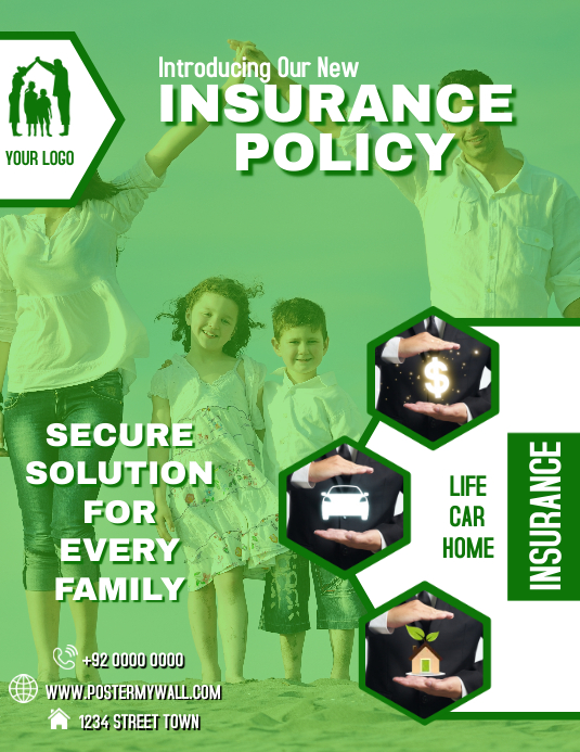Insurance Flyer Poster Editable Template | PosterMyWall