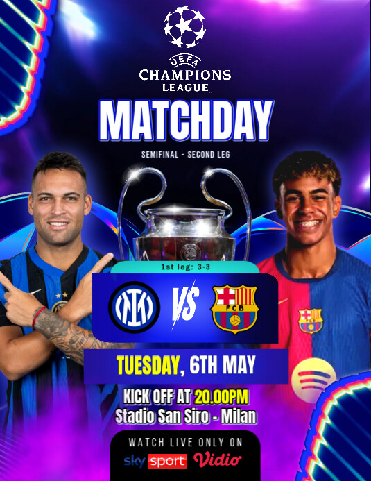 Inter VS BARCELONA Flyer (US Letter) template