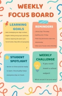 Interactive Classroom Note Board – Editable Weekly Template Tabloid