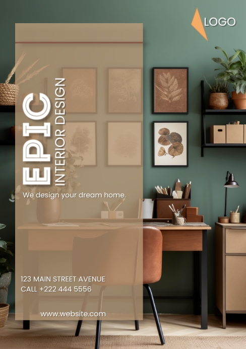 Green modern and minimal interior design agency ad poster Template ...