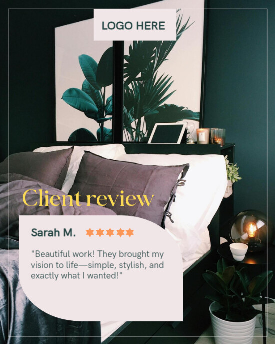 Copy of Interior Design Client Review Testimonial Template | PosterMyWall